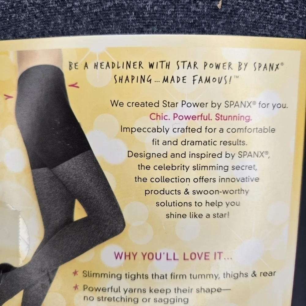 Spanx Star Power Center-Stage Shaping Tights Heathered Navy Sizes A & E New 2215